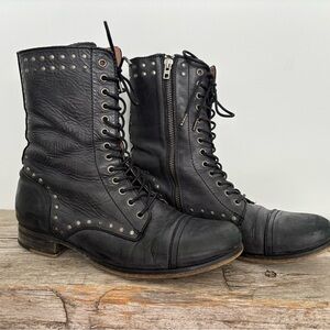 Vintage Rare Diesel Black Leather Studded Ankle Boots Size 40
